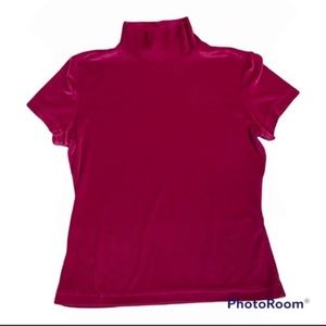 Behar New York Magenta Velvet Short Top High Neck